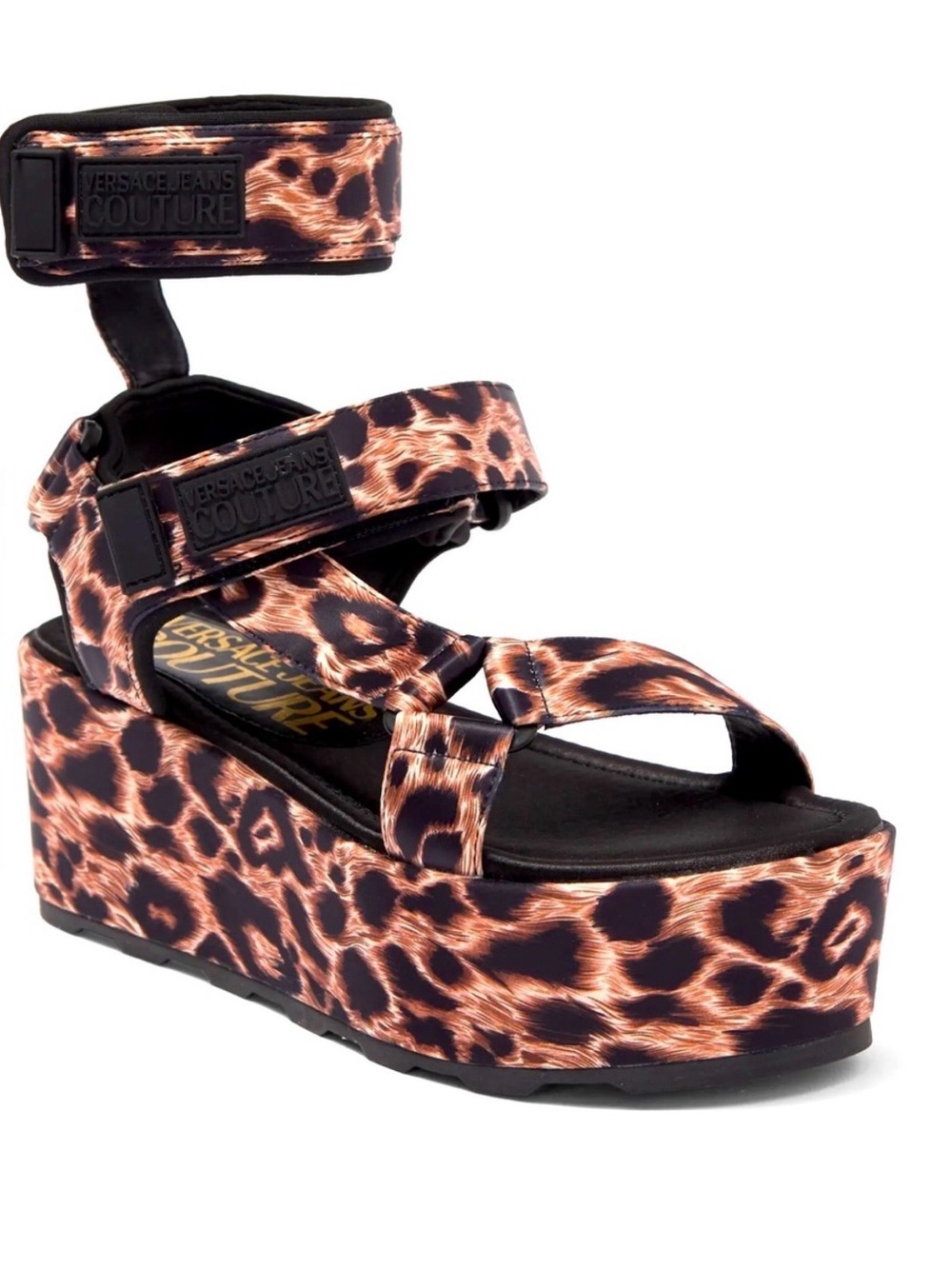 Versace Jeans Couture Leopard-Print Platform Sandal